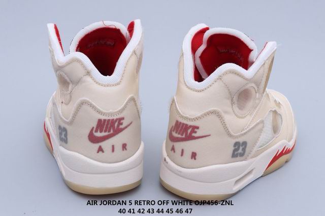 Air Jordan 5 Men Shoes Beige OFF White;